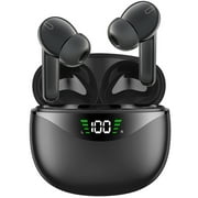 Wireless Earbuds,Bluetooth 5.0 Wireless Earbuds Bluetooth Headphones with Deep Bass HiFi 3D Stereo Sound, Built-in Mic Earphones with Portable Charging Case for Smartphones and Laptops (Black)