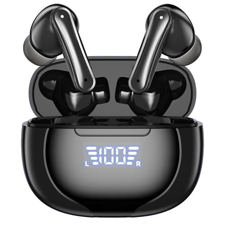 Cshidworld Wireless Earbuds Bluetooth 5.0 Headphones IPX7 Waterproof TWS Deep Bass Stereo Noise Cancelling Headset,W/ 140H Playtime USB-C Charging Case LED Battery Display for Sport Android/iOS