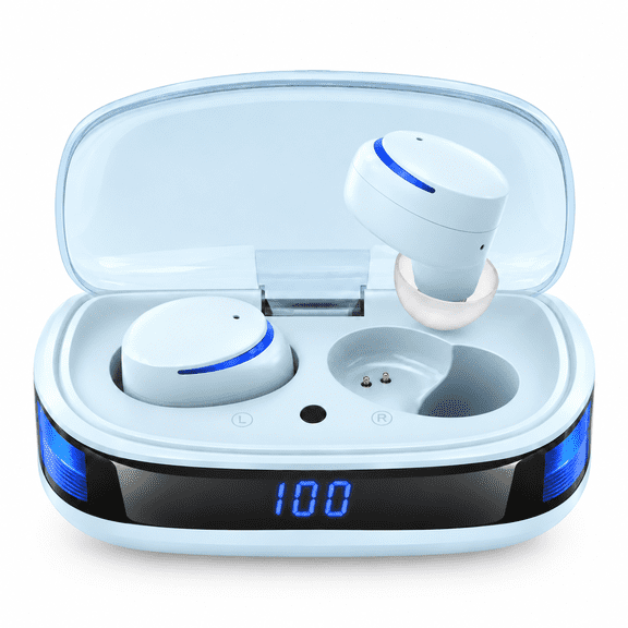 Wireless Earbuds with 60H Playtime LED Case, Noise Cancelling, in Ear Earbuds Bluetooth with IPX8, Hi-Fi Stereo Bass,Touch Control for iPhone/Android