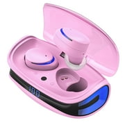 Cshidworld Wireless Earbuds, Bluetooth 5.0 Headphones IPX8 Waterproof, High-Fidelity Stereo Sound Quality, Built-in Mic LED Charging Case & 21 Hours Playtime, for Smartphones Laptops , Pink