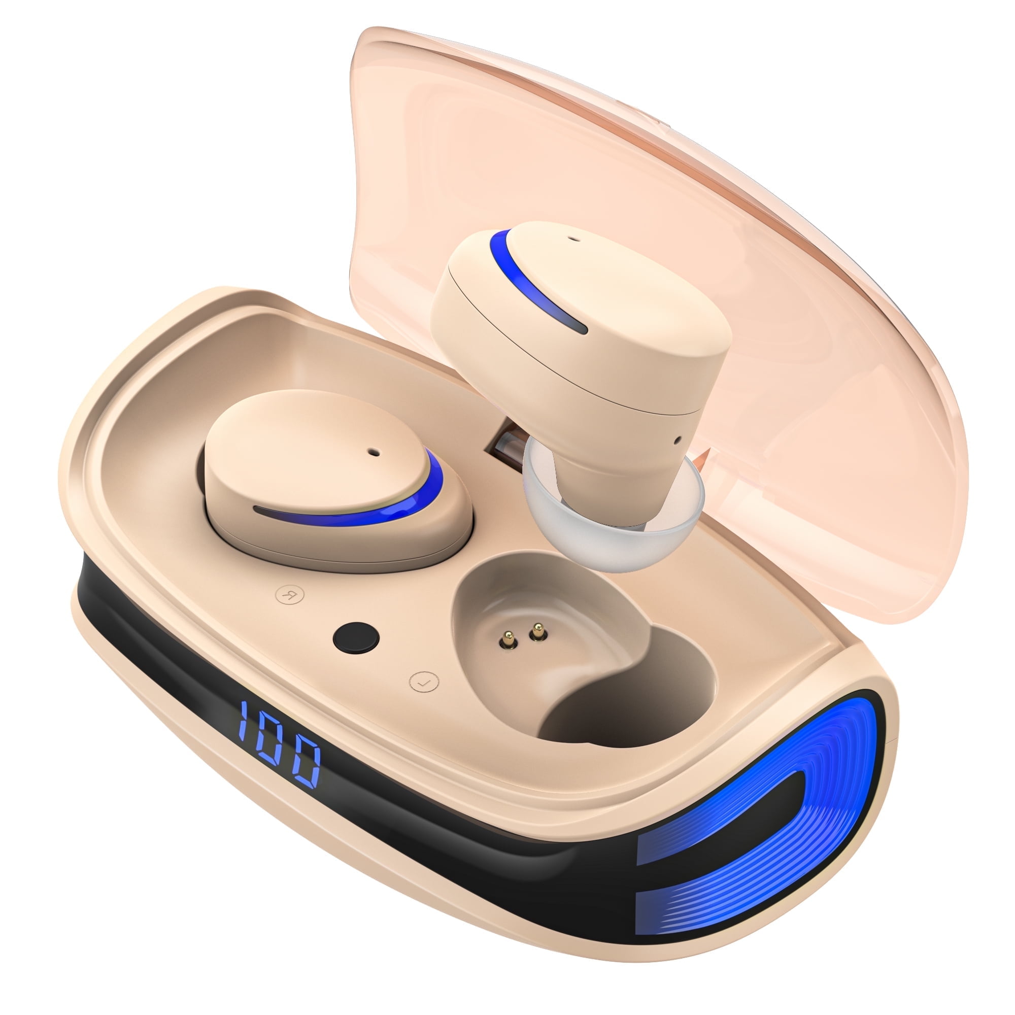 IPX8 Waterproof TWS 5.0 Bluetooth Wireless Earbuds Hi Fi Sound Built in Mic Charging Case 21Hr Playtime Walmart