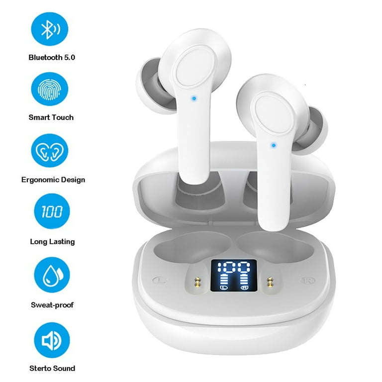 Wireless earphones with type c charging top