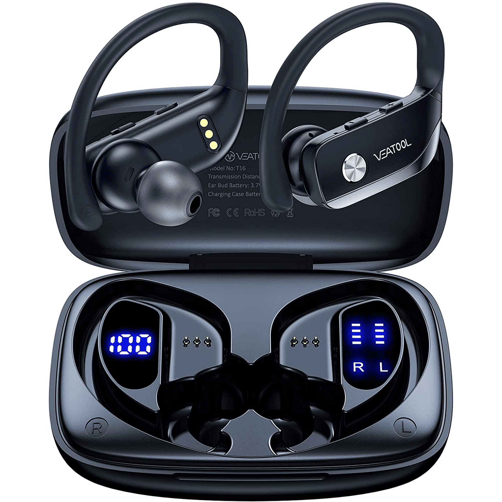 Wireless Earbuds, Bluetooth 5.0 True Wireless Headphones Sports Bluetooth Earphones Over-Ear Noise Cancelling Earbuds with Display Over-Ear Buds with Earhooks Built-in Mic Headset for Workout - Walmart.com