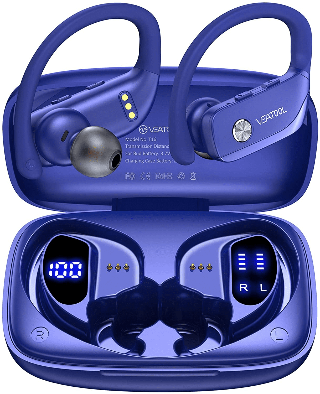 Wireless Earbuds, Bluetooth 5.0 True Wireless Headphones Sports Bluetooth  Earphones Over-Ear Noise Cancelling Earbuds with LED Display Over-Ear Buds