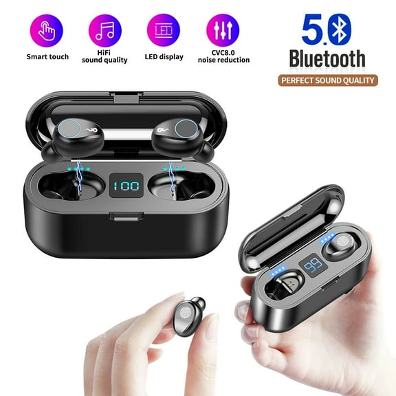 Wireless Earbuds,Bluetooth 5.0 True Wireless Bluetooth Earbuds, with bass 3D Stereo Sound Wireless Headphones, Built-in Microphone LED Digital Shows Charging Charge