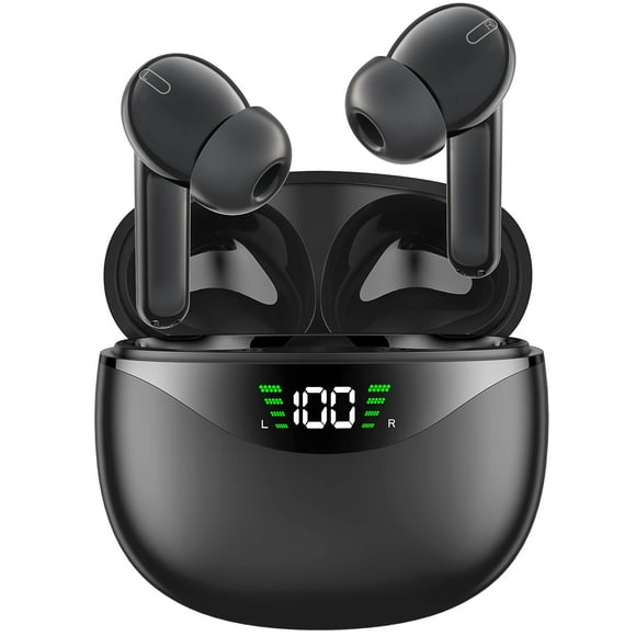 Cshidworld Wireless Earbuds, Bluetooth 5.1 Headphone 30Hrs Playtime with USB-C Fast Charging Case, IPX7 Waterproof Earphones, TWS in Ear Stereo Headset Built-in Mic for iphone/Android,Black