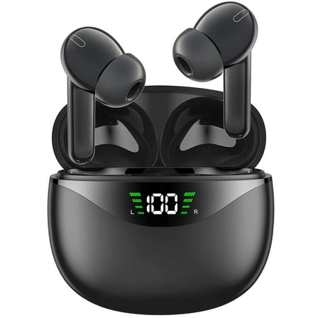 Cshidworld Wireless Earbuds, Bluetooth 5.1 Headphone 30Hrs Playtime with USB-C Fast Charging Case, IPX7 Waterproof Earphones, TWS in Ear Stereo Headset Built-in Mic for iphone/Android,Black