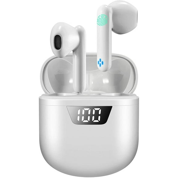 Wireless Earbuds, Bluetooth 5.2 Earbuds with Charging Case Hi-Fi Stereo True Wireless Earbuds with Mic IPX7 24H Playtime Wireless Earphones(White)