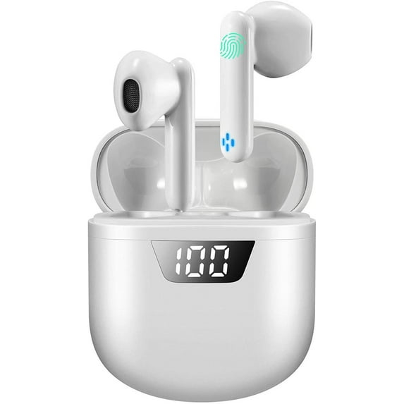 Wireless Earbuds, Bluetooth 5.2 Earbuds with Charging Case Hi-Fi Stereo True Wireless Earbuds with Mic IPX7 24H Playtime Wireless Earphones(White)