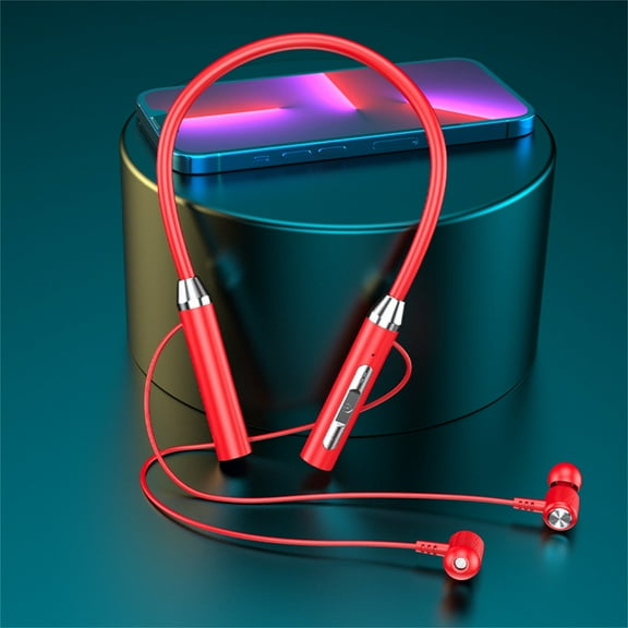 Wireless Earbuds Bluetooth 5.3 Headphones, 40Hrs Playback Stereo Ear Buds with LED Display Charging Case IPX7 Waterproof in-Ear Earphones with Mic for Phone Tablet Laptop Sports(Red)