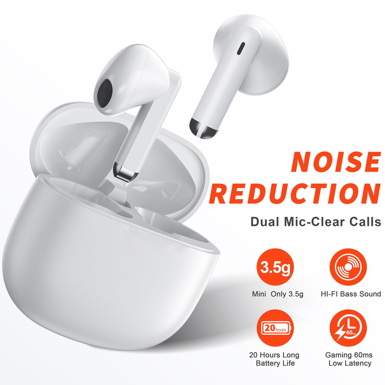 Wireless Earbuds, Bluetooth 5.3 Headphones 40Hrs Playtime Deep Bass Stereo in-Ear Earbud, Call Noise Canceling Headphones with Mic, IP7 Waterproof Earphones for iPhone Android