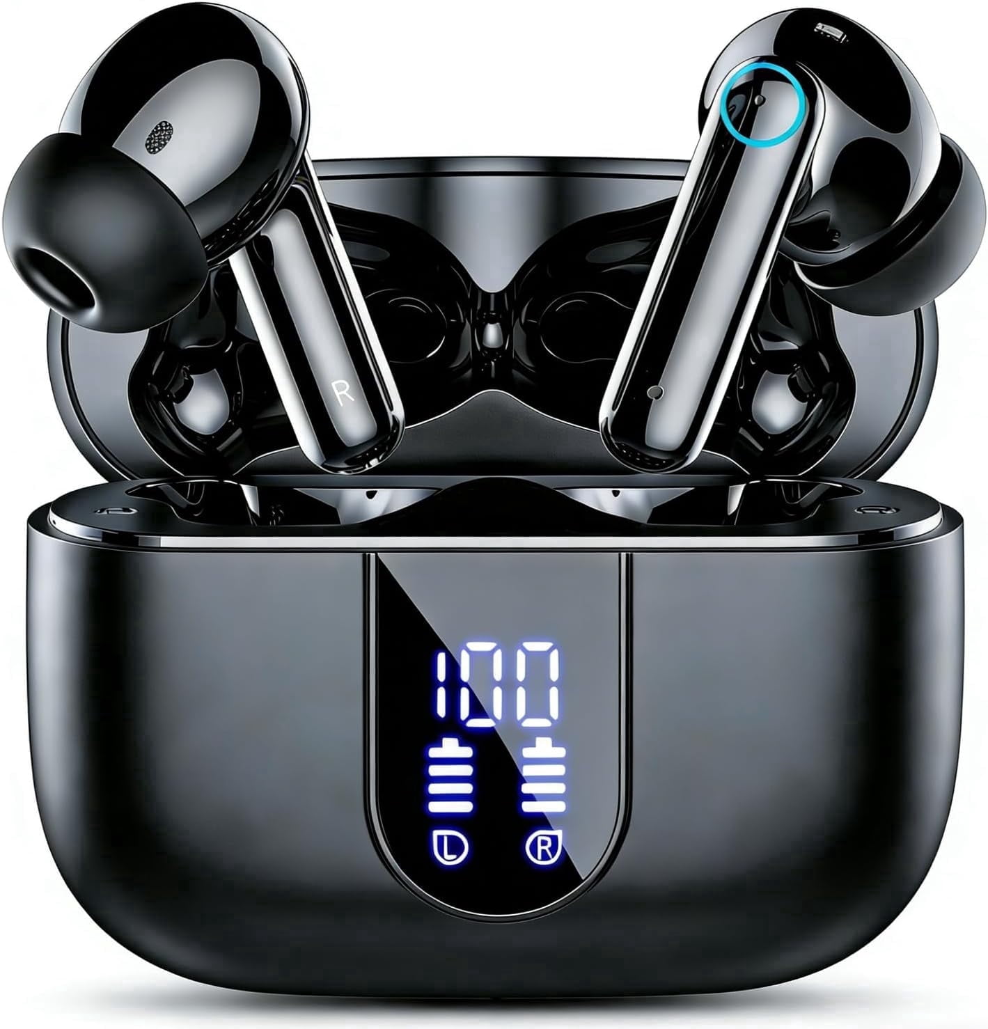 Wireless Earbuds, Bluetooth 5.4 In Ear Headphones, ENC Noise Cancelling Mic, HiFi Stereo Deep Bass, 50H Playtime, LED Display, IPX7 Waterproof