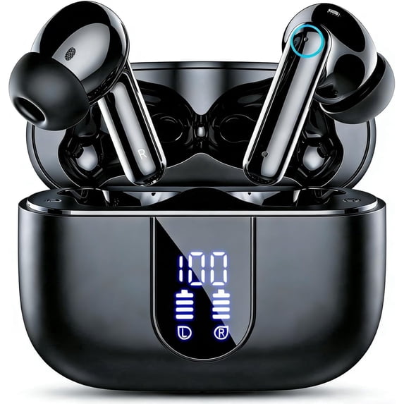 Wireless Earbuds, Bluetooth 5.4 In Ear Headphones, ENC Noise Cancelling Mic, HiFi Stereo Deep Bass, 50H Playtime, LED Display, IPX7 Waterproof
