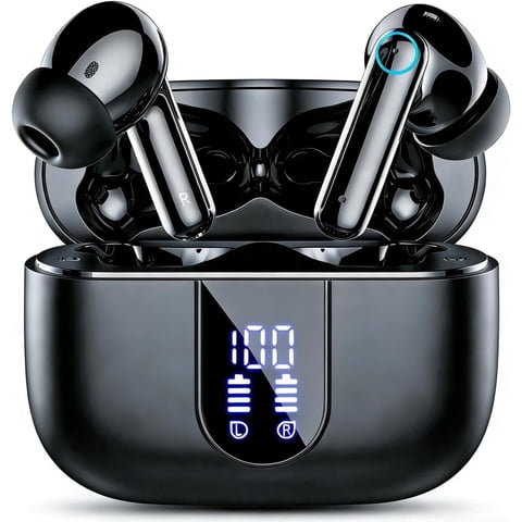 Wireless Earbuds, Bluetooth 5.4 In Ear Headphones, ENC Noise Cancelling Mic, HiFi Stereo Deep Bass, 50H Playtime, LED Display, IPX7 Waterproof