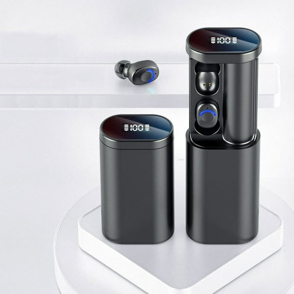 Wireless Earbuds Bluetooth 5.3 Headphones 90 Hrs Playtime Earbuds with Wireless Charging Case Power Display Over-Ear Earphones with Earhooks Waterproof Stereo Headset for Android Phone Workout(Black)