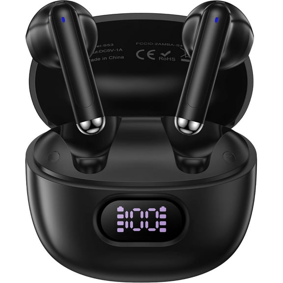Wireless Earbuds,Bluetooth 5.3 Headphones Deep Bass Ear Buds for Samsung Galaxy A17 S25 Edge Ultra Z Flip Fold 7 S24 S23 S22 S21 A16 A15 A14 A53,Noise Cancelling Mic in-Ear Earphones for iPhone
