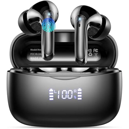 Wireless Earbuds - Bluetooth 5.3 Headphones Hi-Fi Sound - Ear Buds with ENC Cancelling Mics - IP7 Waterproof in Ear Earbuds, LED Display Earphones - 48H Playtime for Laptop, Android, iOS Phones & Pad