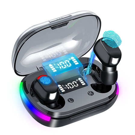 Wireless Earbuds, Bluetooth 5.3 Headphones Touch Control, Hight-Fidelity Stereo Sound Quality in Ear Headset, Built-in Mic LED Charging Case & 24 Hours Playtime, for Smartphones Laptops Running Gym
