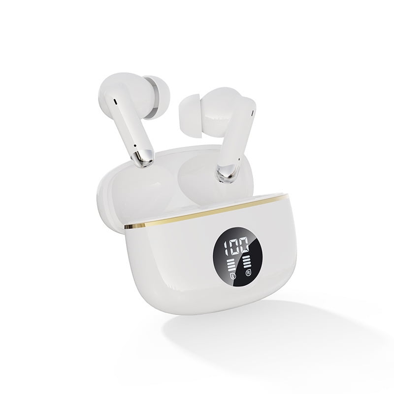 Wireless Earbuds Bluetooth 5.3 Headphones in-Ear MIC Earphones Hi-Fi Stereo 40H Playback USB-C LED Power Display Charging Case IPX7 Waterproof Bluetooth Earbuds for Laptop Android/iOS Phones-Red