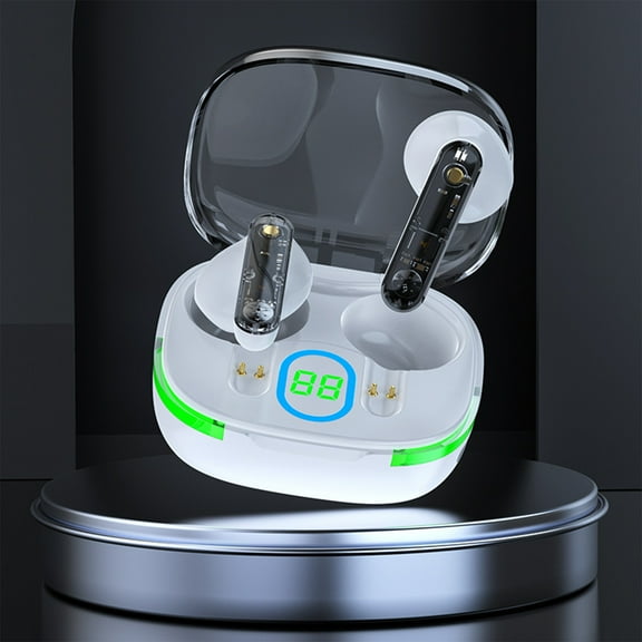 Wireless Earbuds Bluetooth 5.3 Lightweight In-Ear Headphones Built-In Mic Immersive HIFI Sound Charging Case Breathing Light Type-C Sports Gaming White