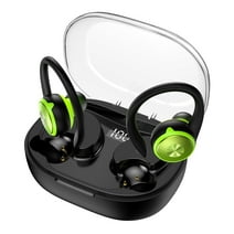 Wireless Earbuds, Bluetooth 5.3 Sports Headphones with Earhooks Stereo Deep Bass Noise Cancelling Earphones 48H Playtime LED Display IPX7 Waterproof Earbud with Mic Headset for Workout Running