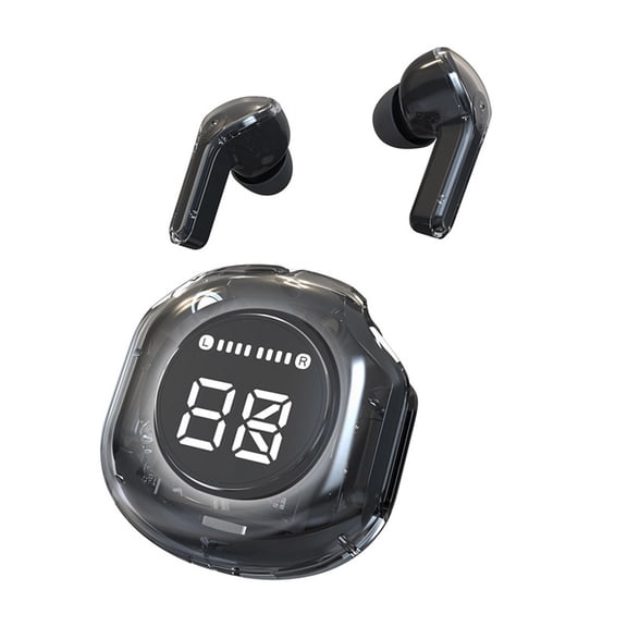 Wireless Earbuds, Bluetooth 5.3, Transparent LED Display Case, ENC Noise Cancelling, HiFi Stereo Sound, IPX5 Waterproof, Chic Pastel Colors for Gaming, Running, and Music
