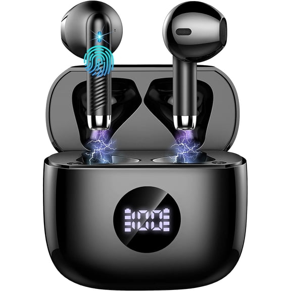 Wireless Earbuds, Bluetooth 5.4 Ear Buds LED Power Display Headphones Bass Stereo, Earbuds in-Ear Noise Cancelling Mic, 40H Playback Mini Case IP7 Waterproof Sports Earphones for Android iOS