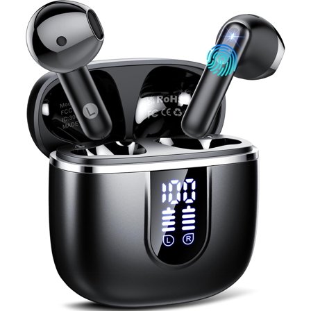 Wireless Earbuds, Bluetooth 5.4 Headphones with 3D Bass Stereo Sound, 40H In-Ear Buds 4 ENC Noise Cancelling Mic, Ultralight Earbuds USB-C LED, IP7 Waterproof Earphones for Android iOS