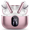 thumbnail image 1 of Wireless Earbuds, Bluetooth 5.4 Headphones Bass Stereo, Ear Buds with Noise Cancelling Mic, LED Display in Ear Earphones Clear Calls, IP7 Waterproof Bluetooth Earbuds for Laptop/Phones, Rose Gold, 1 of 11