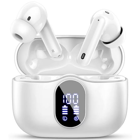Wireless Earbuds, Bluetooth 5.4 Headphones Bass Stereo, Ear Buds with Noise Cancelling Mic LED Display, 36H Playtime in Ear Earphones, IP7 Waterproof Sport Headset for Android iOS
