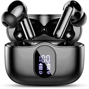 Wireless Earbuds, Bluetooth 5.4 Headphones Bass Stereo, Ear Buds with Noise Cancelling Mic, LED Display in Ear Earphones Clear Calls, IP7 Waterproof Bluetooth Earbuds for Phones/Sports/Laptop, Black