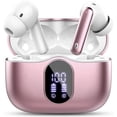 thumbnail image 1 of Wireless Earbuds, Bluetooth 5.4 Headphones Bass Stereo, Ear Buds with Noise Cancelling Mic, LED Display in Ear Earphones Clear Calls, IP7 Waterproof Bluetooth Earbuds for Laptop/Phones, Rose Gold, 1 of 11