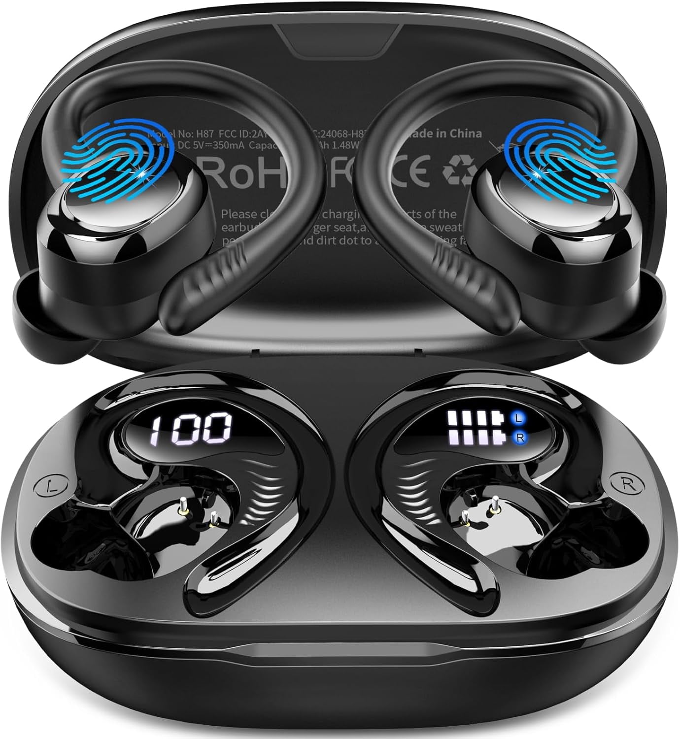 Wireless Earbuds Bluetooth 5.4 Headphones Deep Bass Hi-Fi Stereo Ear Buds in-Ear Earphones with Mic Clear Call, 60H Playtime Dual LED Display Ear Buds IPX7 Waterproof for Sports, Workout