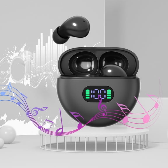 Wireless Earbuds,Bluetooth 5.4 Headphones,Deep Bass Stereo Ear Buds Clear Calls with LED Power Display,IPX7 Waterproof,in-Ear Earphones with Mic for Phone/Android(Black)
