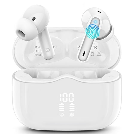 Wireless Earbuds, Bluetooth 5.4 Headphones in Ear with 4 ENC Noise Cancelling Mic, Wireless Earphones HiFi Stereo Deep Bass 40H Playtime, In-Ear Bluetooth Earbuds LED Display IP7 Waterproof