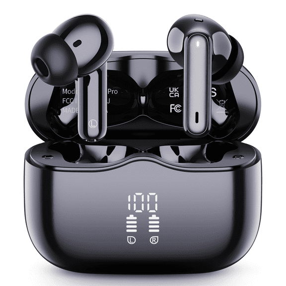 Wireless Earbuds, Bluetooth 5.4 Headphones in Ear with 4 ENC Noise Cancelling Mic, Wireless Earphones HiFi Stereo Deep Bass 40H Playtime, In-Ear Bluetooth Earbuds LED Display IP7 Waterproof, USB-C