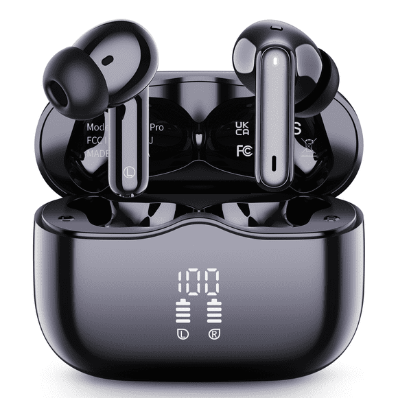 Wireless Earbuds, Bluetooth 5.4 Headphones in Ear with 4 ENC Noise Cancelling Mic, Wireless Earphones HiFi Stereo Deep Bass 40H Playtime, In-Ear Bluetooth Earbuds LED Display IP7 Waterproof, USB-C
