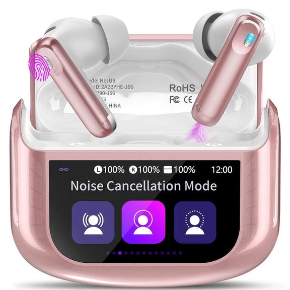 Wireless Earbuds, Bluetooth 5.4 Headphones with Multifunctional Touch Screen, 48H Bass Stereo Ear Buds with ANC/ENC Noise Cancelling/Transparency Mode, IPX7 Earphones with 5 EQ Modes for iOS Android