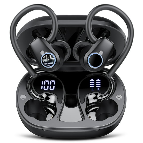 Wireless Earbuds, Bluetooth 5.4 Headphones Sport with 4 ENC Noise Cancelling Mic, 3D Stereo in Ear buds, 50H Wireless Earphones with Earhooks USB-C, IP7 Waterproof Bluetooth Earbuds for Running Gym