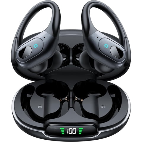 Active Noise Cancelling Earbuds Wireless Bluetooth 5.4 Headphones Ear Buds 90Hrs Playback Stereo Bass Earphones with Mic Over-Ear Hooks Headphones IPX7 Waterproof Headset for Work Sports Running Gym