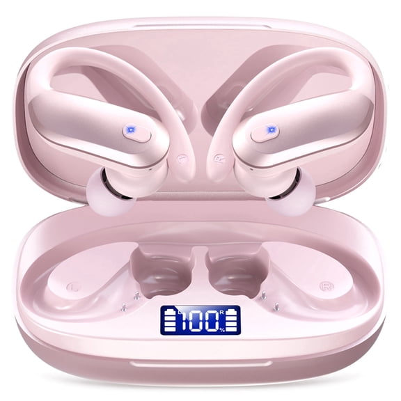 Wireless Earbuds Bluetooth 5.4 Headphones Sport, IPX7 Waterproof Earphones with Earhooks, 80H Playtime, Fast Charging Case, Noise Cancelling Mic, Lightweight Bluetooth Earbuds for Running Gym