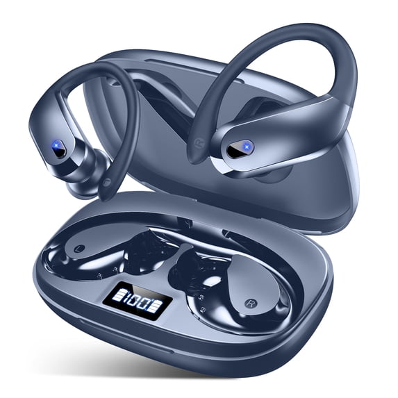 Wireless Earbuds Bluetooth 5.4 Headphones Sport, IPX7 Waterproof Earphones with Earhooks, 80H Playtime, Fast Charging Case, Noise Cancelling Mic, Lightweight Bluetooth Earbuds for Running Gym