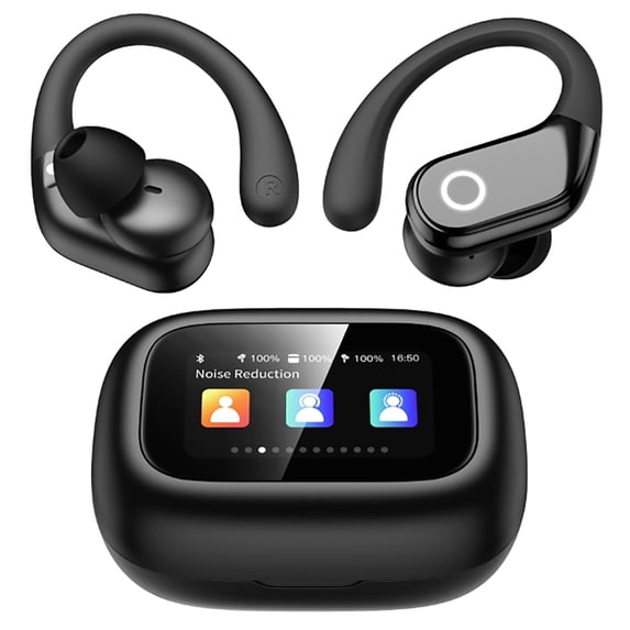 Wireless Earbuds, Bluetooth 5.4 Sport Headphones with Multifunctional Touch Screen, ENC Noise Cancelling, Ear Buds with IPX7 Waterproof & Bass Stereo Sound for iOS & Android,Black