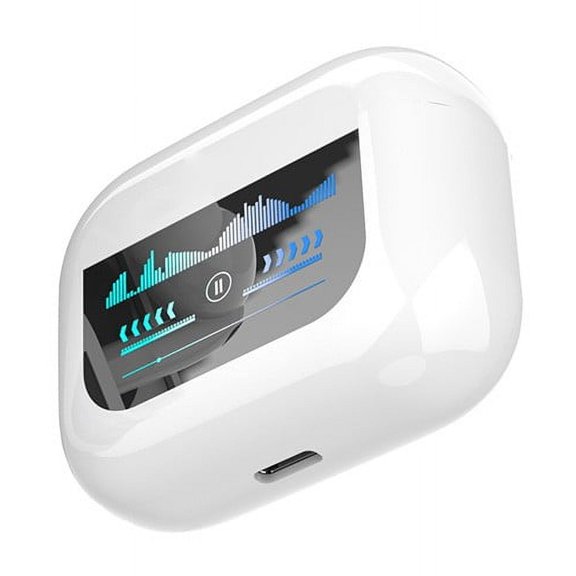 Wireless Earbuds Bluetooth-Compatible 5.3 Smart Touch Control LED Display Charging Case Waterproof Ear With Mic Headset for Laptop Pad for Android for IOS, White