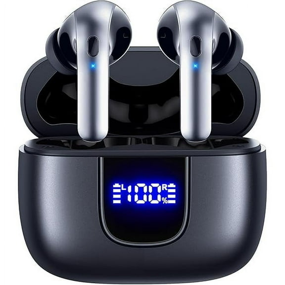 Wireless Earbuds, Bluetooth Ear Buds with Stereo Sound, 78 Hours Playback in-Ear Headphones with Wireless Charging Case, Sweatproof Clear Calls Earphones for Pad Android Sports Workout,Matte Black