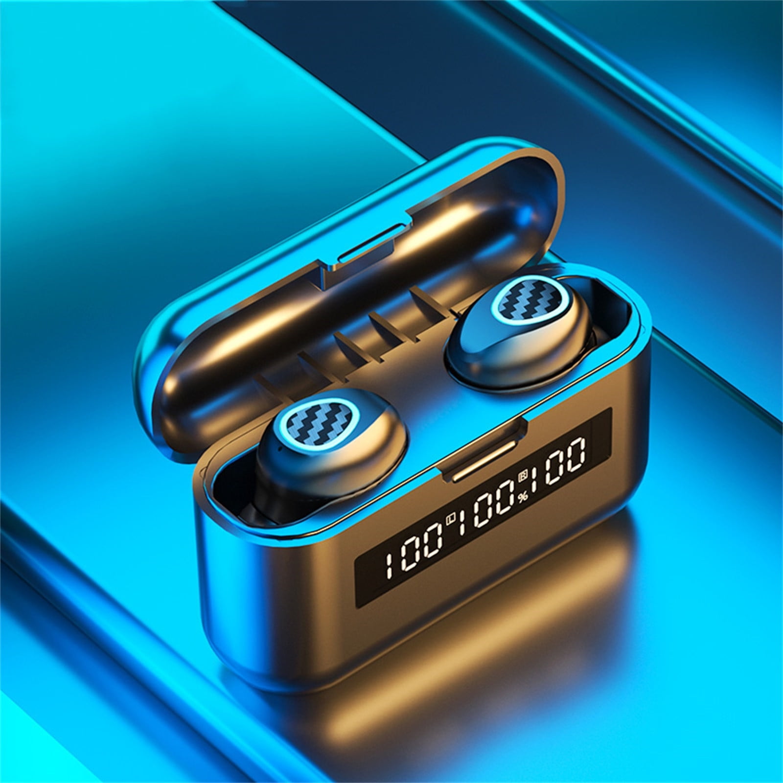 Wireless Earbuds, Bluetooth Earbuds Headphones Bass Stereo, IPX7 Waterproof Ear Buds with Mic LED Display, in Ear Earphones, 78H Playtime for Smartphone Laptop Pad Sports Workout(Black)