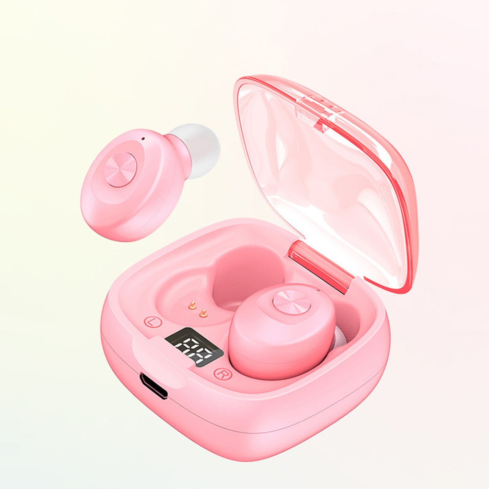 Wireless Earbuds, Bluetooth Earbuds Headphones Bass Stereo, IPX7 Waterproof Ear Buds with Mic LED Display, in Ear Earphones, 78H Playtime for Smartphone Laptop Pad Sports Workout,Pink