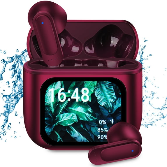 Wireless Earbuds,Bluetooth Earbuds with Smart Touch Screen,HopePow Bluetooth 5.4 Headphones,80hrs Sandby Time True Bluetooth Wireless Earbuds Noise Cancel for iPhone,Android,Sports Workout Gym,Purple