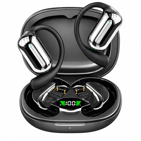 ETEPEHI Wireless Earbuds: 48H Play Back Sport Bluetooth Headphones with LED Display Over-Ear Buds with Earhooks Built-in Mic Headset for Workout Sport, Black