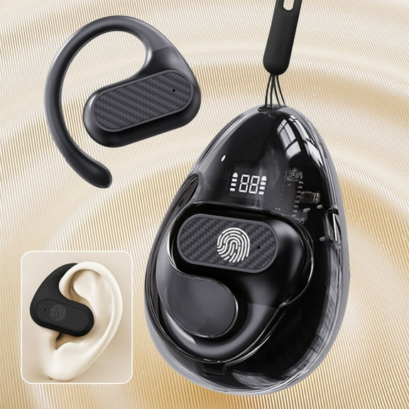Wireless Earbuds Bluetooth Headphones 48Hrs Play Back Sport Earphones With Led Display Over-Ear Buds With Earhooks Built-In Mic Headset For Workout Black Free Size